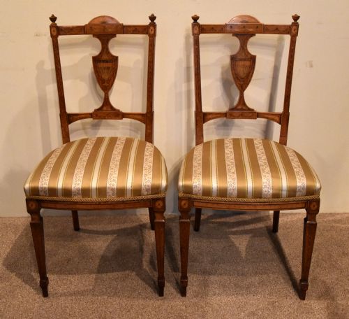 PAIR OF EDWARDIAN SATINWOOD SIDE CHAIRS - ADDITIONAL PHOTO 2