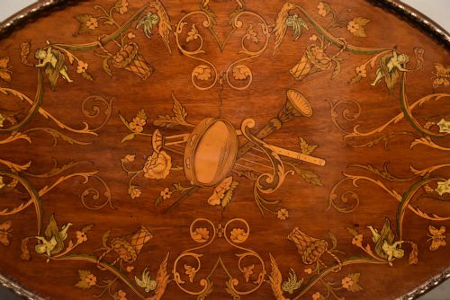 19TH CENTURY MAHOGANY DECORATED TRAY - ADDITIONAL PHOTO 1