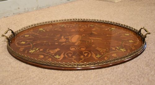 19TH CENTURY MAHOGANY DECORATED TRAY - ADDITIONAL PHOTO 3