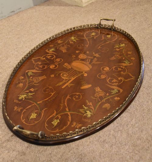 19TH CENTURY MAHOGANY DECORATED TRAY - ADDITIONAL PHOTO 4