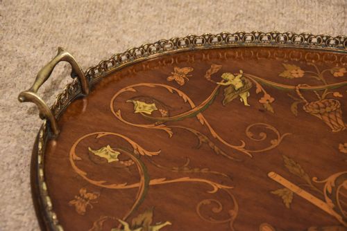 19TH CENTURY MAHOGANY DECORATED TRAY - ADDITIONAL PHOTO 6