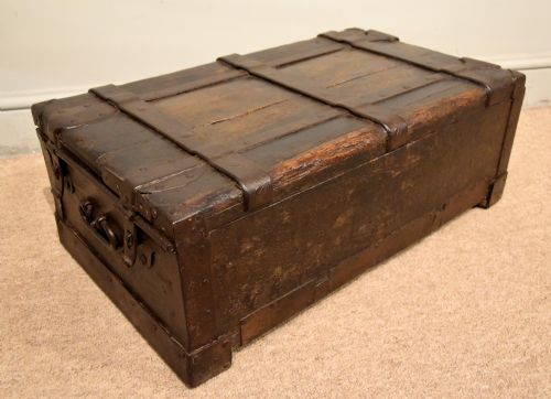 18th century continental iron bound strong box - CATEGORY: ANTIQUE CHESTS - DATED 18TH CENTURY