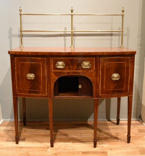GEORGE III SMALL MAHOGANY AND SATINWOOD BOWFRONT SIDEBOARD - ADDITIONAL PHOTO 2