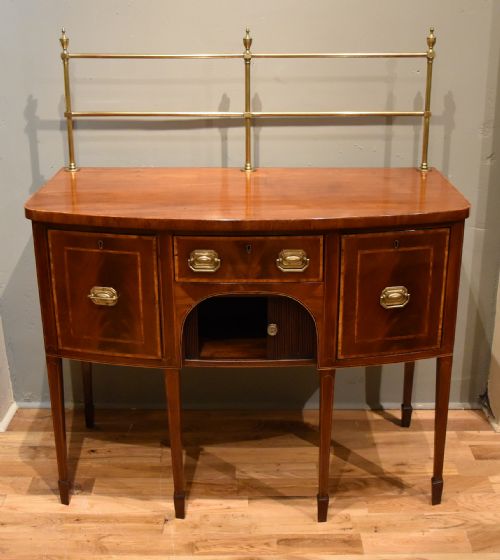 GEORGE III SMALL MAHOGANY AND SATINWOOD BOWFRONT SIDEBOARD - ADDITIONAL PHOTO 3