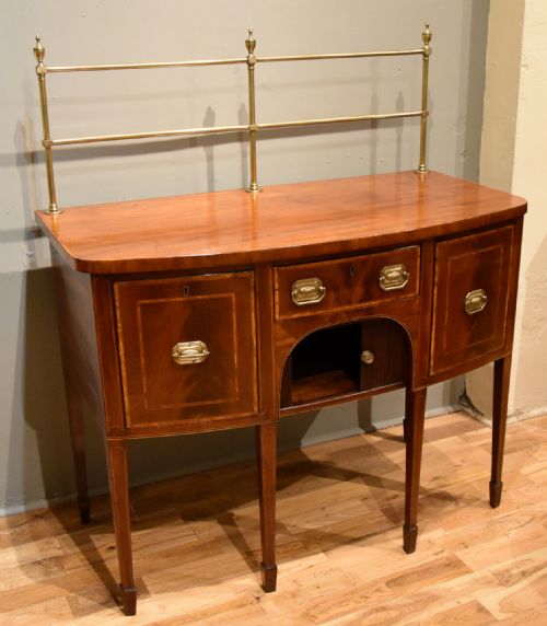 GEORGE III SMALL MAHOGANY AND SATINWOOD BOWFRONT SIDEBOARD - ADDITIONAL PHOTO 4