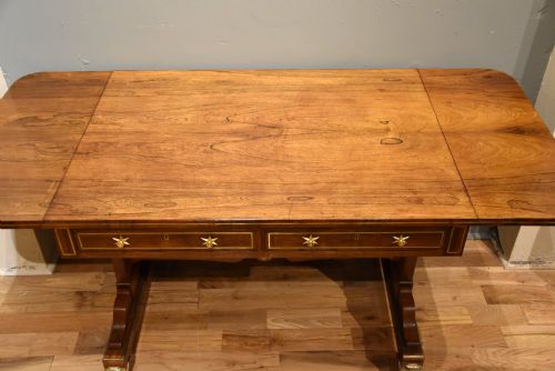 GILLOW LANCASTER REGENCY ROSEWOOD BRASS INLAID SOFA TABLE - ADDITIONAL PHOTO 2