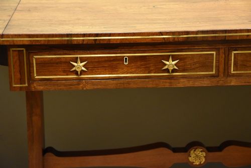 GILLOW LANCASTER REGENCY ROSEWOOD BRASS INLAID SOFA TABLE - ADDITIONAL PHOTO 3