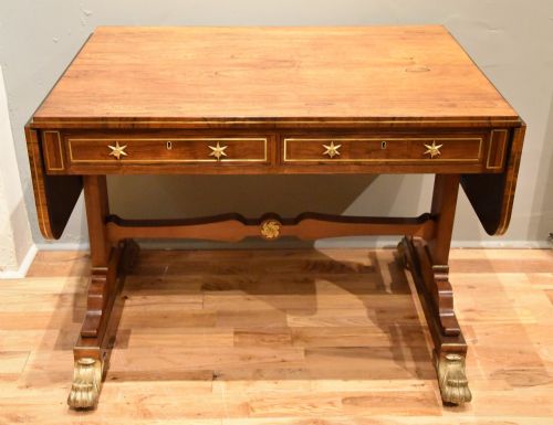 GILLOW LANCASTER REGENCY ROSEWOOD BRASS INLAID SOFA TABLE - ADDITIONAL PHOTO 4
