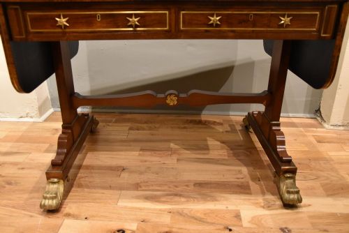 GILLOW LANCASTER REGENCY ROSEWOOD BRASS INLAID SOFA TABLE - ADDITIONAL PHOTO 8