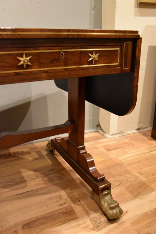 GILLOW LANCASTER REGENCY ROSEWOOD BRASS INLAID SOFA TABLE - ADDITIONAL PHOTO 9