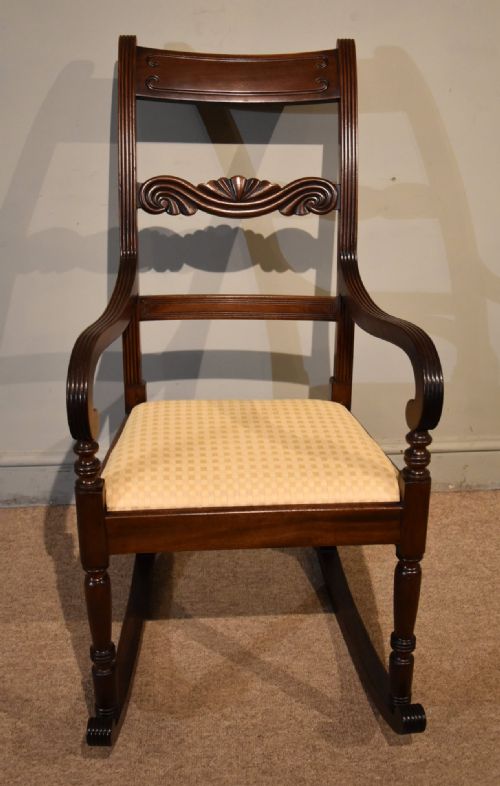 late regency mahogany rocking chair - CATEGORY: ANTIQUE CHAIRS - DATED REGENCY