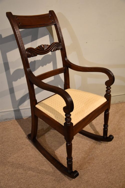 LATE REGENCY MAHOGANY ROCKING CHAIR - ADDITIONAL PHOTO 1