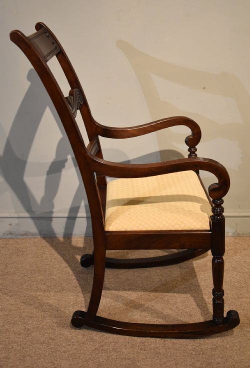 LATE REGENCY MAHOGANY ROCKING CHAIR - ADDITIONAL PHOTO 5