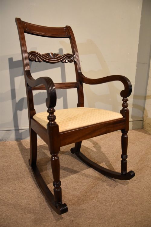 LATE REGENCY MAHOGANY ROCKING CHAIR - ADDITIONAL PHOTO 7