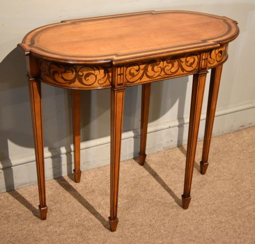 EDWARDIAN SATINWOOD PURPLE HEART CONSOLE TABLE - ADDITIONAL PHOTO 2
