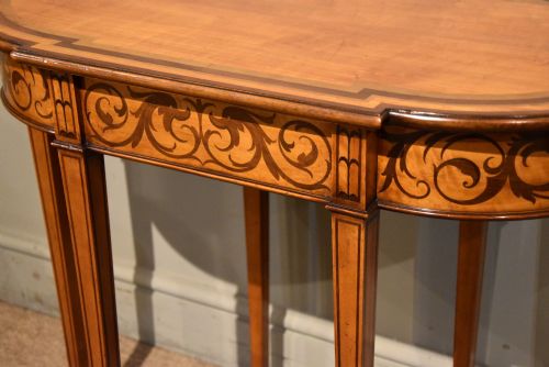 EDWARDIAN SATINWOOD PURPLE HEART CONSOLE TABLE - ADDITIONAL PHOTO 5