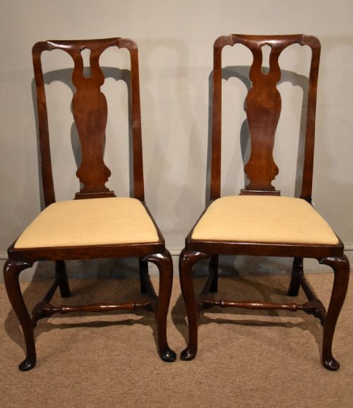 18th century walnut spoon back side chairs - CATEGORY: ANTIQUE CHAIRS - DATED 18TH CENTURY