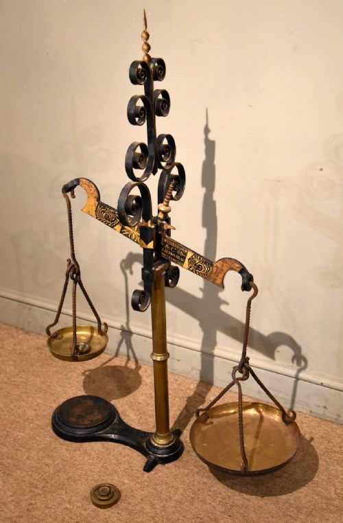 early 20th century large set of butchers scales - CATEGORY: ANTIQUE MISCELLANEOUS - DATED 1930