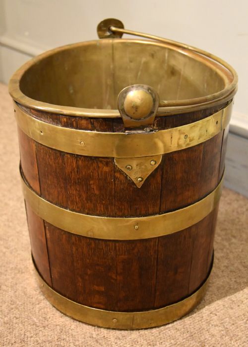 19TH CENTURY OAK BRASS OYSTER BUCKET - ADDITIONAL PHOTO 4