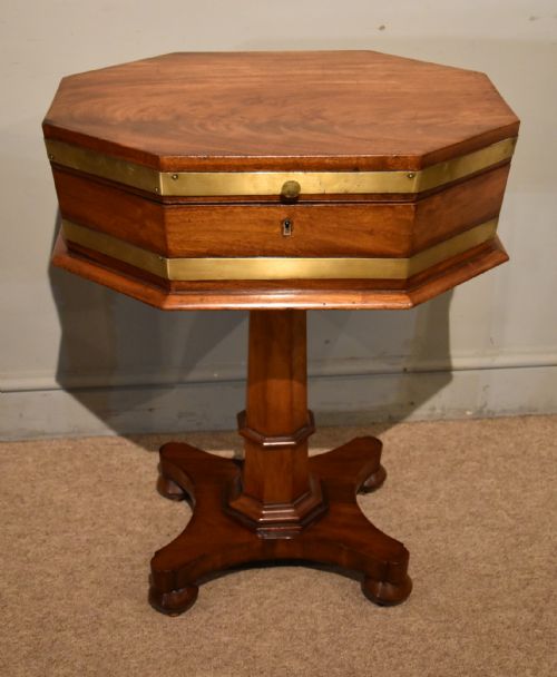 VICTORIAN MAHOGANY BRASS WORK TABLE SEWING BOX - ADDITIONAL PHOTO 1