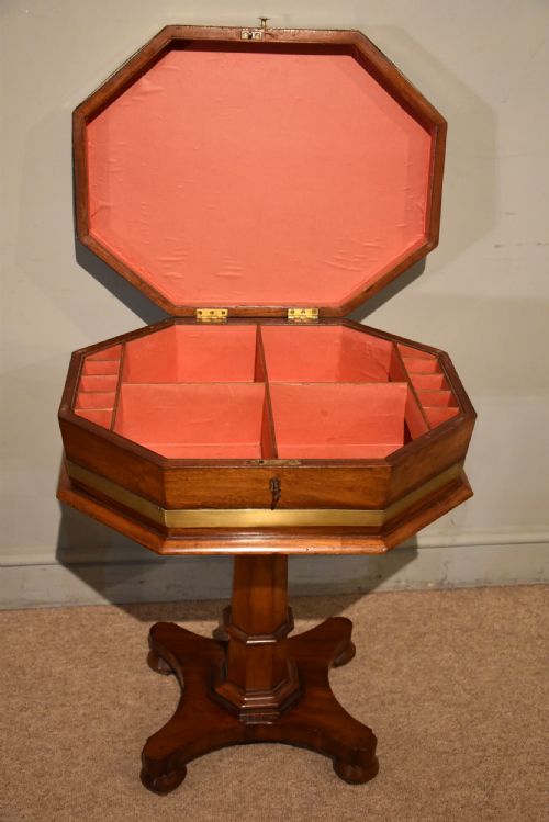 VICTORIAN MAHOGANY BRASS WORK TABLE SEWING BOX - ADDITIONAL PHOTO 4
