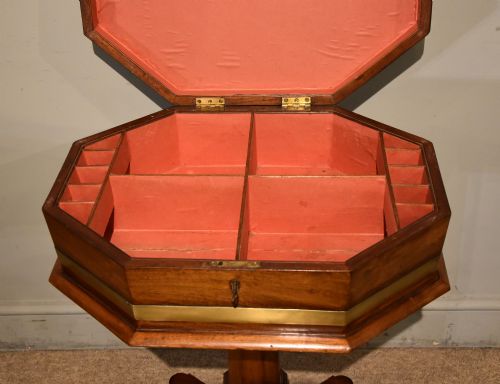 VICTORIAN MAHOGANY BRASS WORK TABLE SEWING BOX - ADDITIONAL PHOTO 5