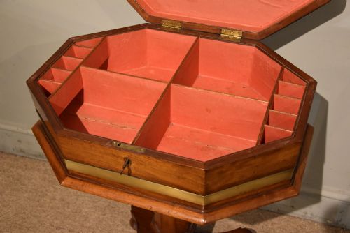 VICTORIAN MAHOGANY BRASS WORK TABLE SEWING BOX - ADDITIONAL PHOTO 6