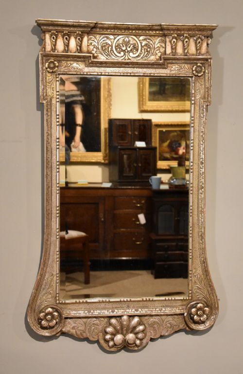 19th century george ii style silvered mirror - CATEGORY: ANTIQUE MIRRORS - DATED 19TH CENTURY