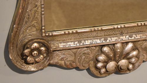19TH CENTURY GEORGE II STYLE SILVERED MIRROR - ADDITIONAL PHOTO 3