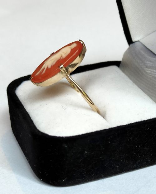 PRETTY ANTIQUE LARGE 9CT GOLD CAMEO RING - ADDITIONAL PHOTO 4