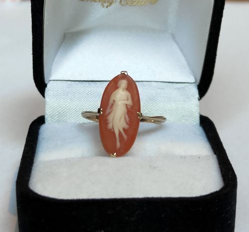 PRETTY ANTIQUE LARGE 9CT GOLD CAMEO RING - ADDITIONAL PHOTO 7