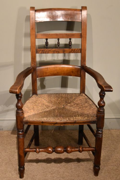 19th century fruitwood ash country armchair - CATEGORY: ANTIQUE CHAIRS - DATED 19TH CENTURY