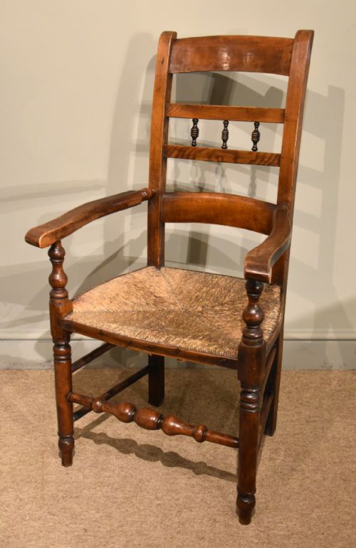 19TH CENTURY FRUITWOOD ASH COUNTRY ARMCHAIR - ADDITIONAL PHOTO 1