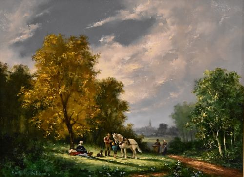 OIL PAINTING BY GUDRUN SIBBONS PICNIC IN THE COUNTRY - ADDITIONAL PHOTO 1