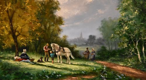 OIL PAINTING BY GUDRUN SIBBONS PICNIC IN THE COUNTRY - ADDITIONAL PHOTO 2