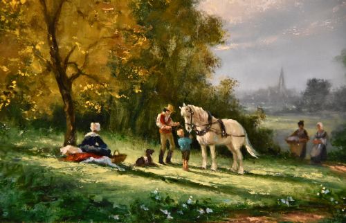 OIL PAINTING BY GUDRUN SIBBONS PICNIC IN THE COUNTRY - ADDITIONAL PHOTO 3