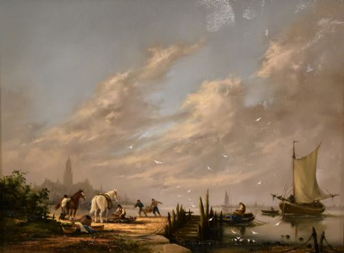 OIL PAINTING BY GUDRUN SIBBONS UNLOADING THE CATCH - ADDITIONAL PHOTO 1