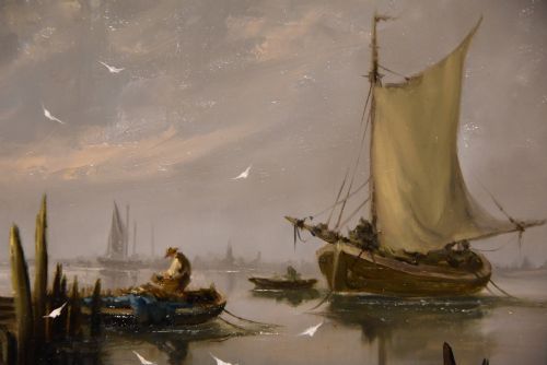 OIL PAINTING BY GUDRUN SIBBONS UNLOADING THE CATCH - ADDITIONAL PHOTO 3