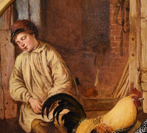 OIL PAINTING BY ALFRED HENRY GREEN THE MIDDAY BREAK - ADDITIONAL PHOTO 2