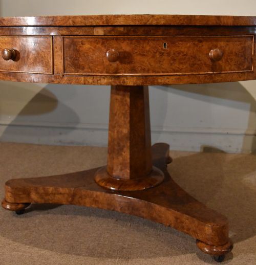 REGENCY BURR OAK DRUM TABLE FOUR DRAWER - ADDITIONAL PHOTO 7