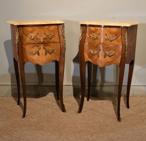 FRENCH ART DECO BEDSIDE TABLES WITH MARBLE TOPS - ADDITIONAL PHOTO 6