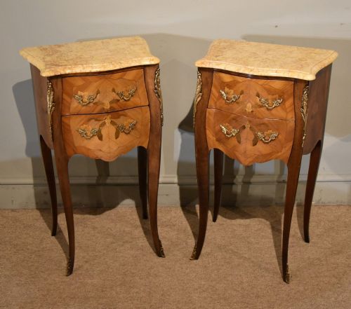 FRENCH ART DECO BEDSIDE TABLES WITH MARBLE TOPS - ADDITIONAL PHOTO 7