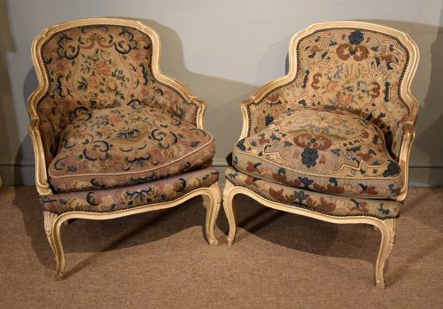 19th century french armchairs with tapestry - CATEGORY: ANTIQUE CHAIRS - DATED 19TH CENTURY