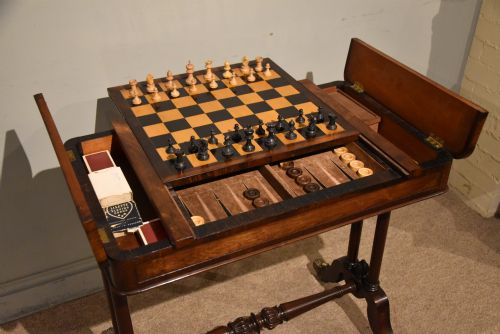 REGENCY ROSEWOOD GAMES TABLE OCCASIONAL TABLE - ADDITIONAL PHOTO 1