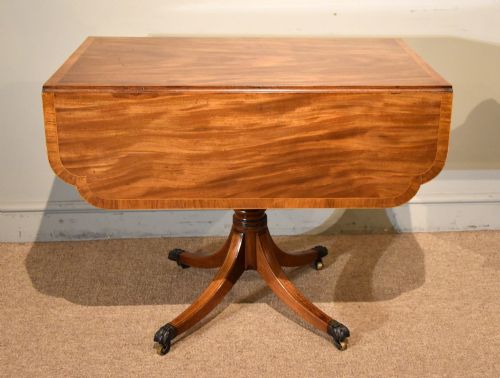 george iii mahogany pedestal pembroke table - CATEGORY: ANTIQUE TABLES - DATED GEORGIAN