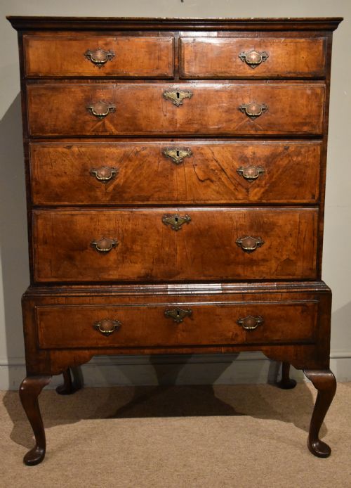 queen anne walnut chest on stand - CATEGORY: ANTIQUE CHEST OF DRAWERS - DATED 18TH CENTURY