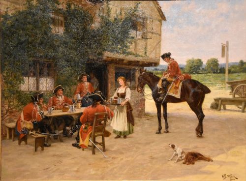 OIL PAINTING BY WILLIAM BARNES WOLLEN OUTSIDE THE TAVERN - ADDITIONAL PHOTO 1