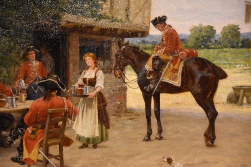 OIL PAINTING BY WILLIAM BARNES WOLLEN OUTSIDE THE TAVERN - ADDITIONAL PHOTO 2