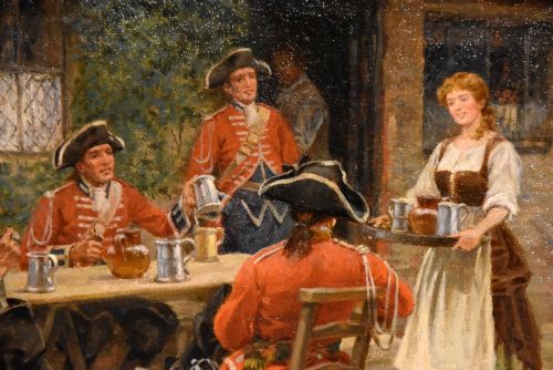 OIL PAINTING BY WILLIAM BARNES WOLLEN OUTSIDE THE TAVERN - ADDITIONAL PHOTO 3