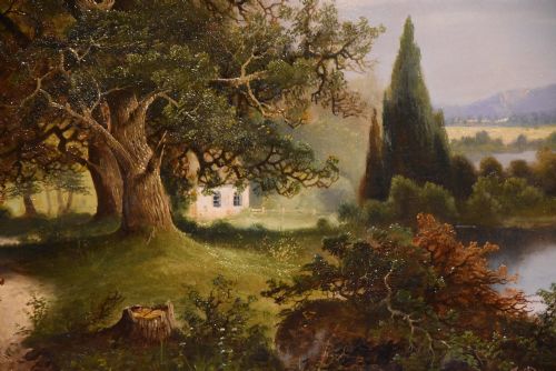 OIL PAINTING PAIR BY J RIMP SUMMER WINTER LANDSCAPES - ADDITIONAL PHOTO 3